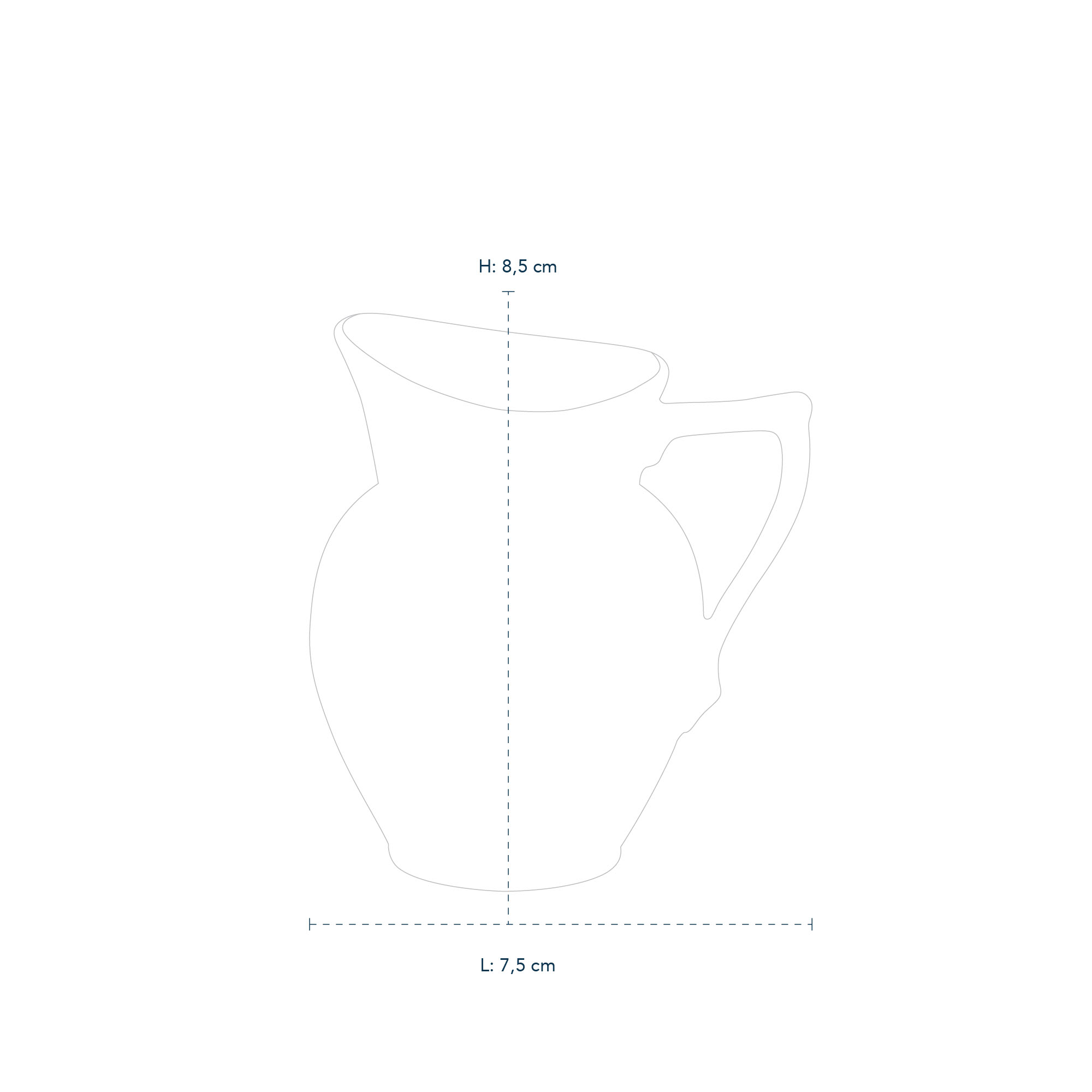 1017187 blue fluted plain cream jug 8cl line drawing